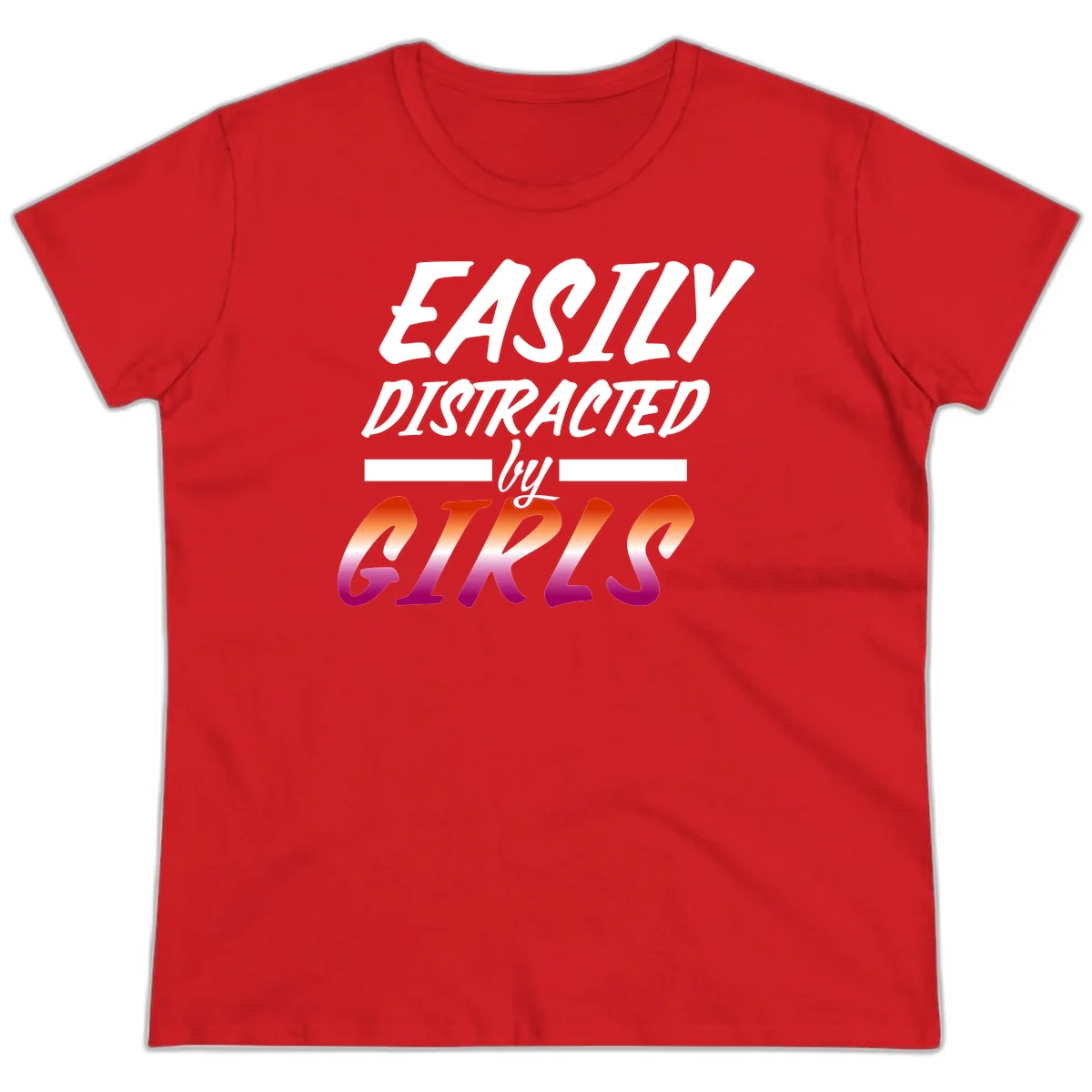 White and gradient red-to-pink text design reading 'Easily Distracted by GIKS' on gray background in Red