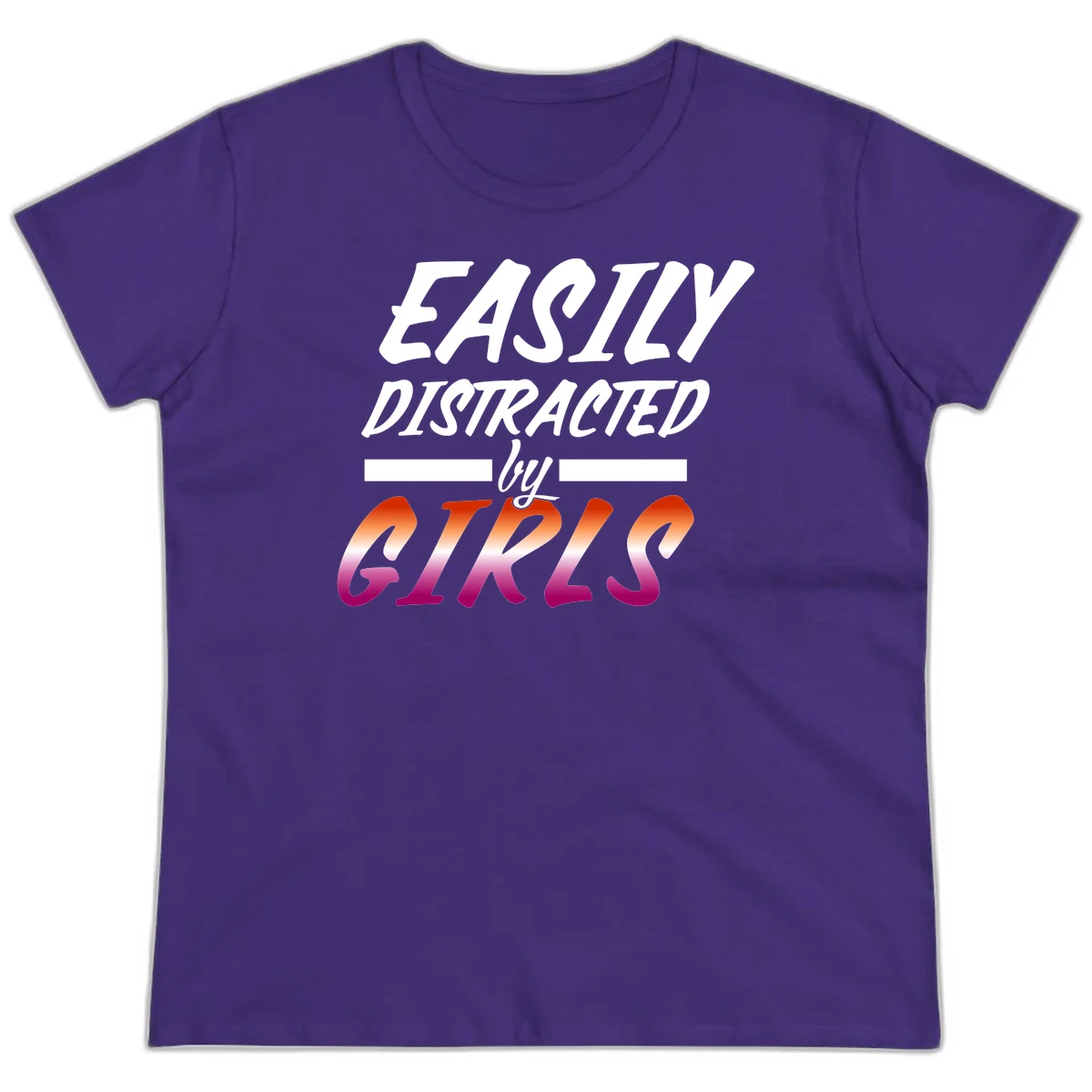 White and gradient red-to-pink text design reading 'Easily Distracted by GIKS' on gray background in Purple