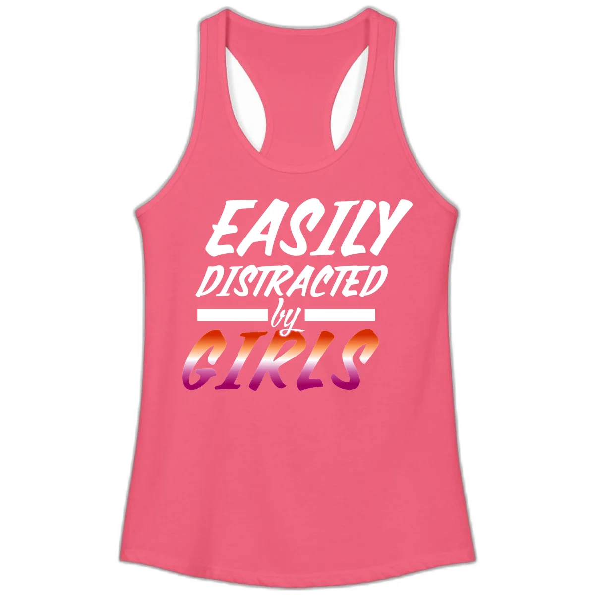 White and gradient red-to-pink text design reading 'Easily Distracted by GIKS' on gray background in Hot Pink