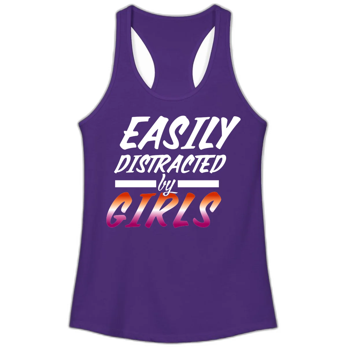 White and gradient red-to-pink text design reading 'Easily Distracted by GIKS' on gray background in Solid Purple Rush