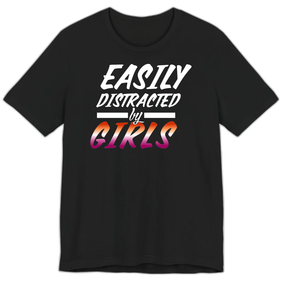 White and gradient red-to-pink text design reading 'Easily Distracted by GIKS' on gray background in Black