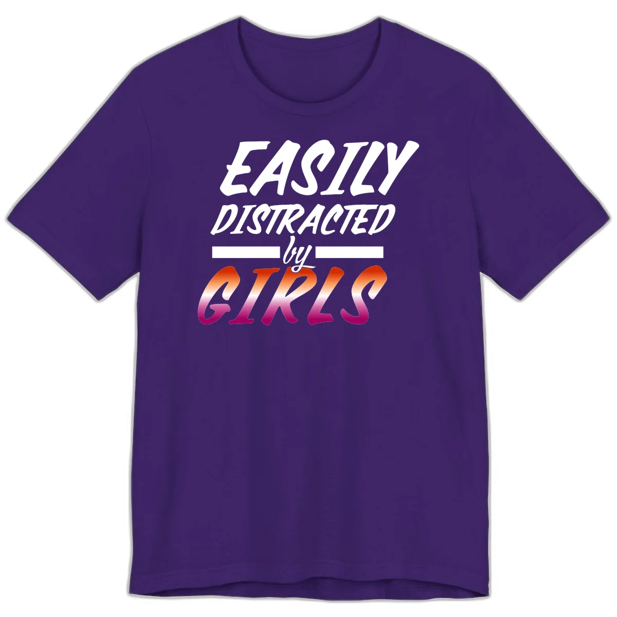 White and gradient red-to-pink text design reading 'Easily Distracted by GIKS' on gray background in Team Purple