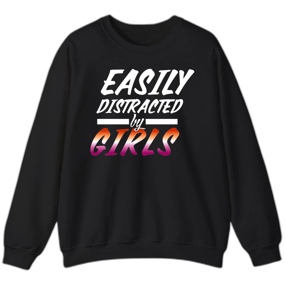 White and gradient red-to-pink text design reading 'Easily Distracted by GIKS' on gray background in Black