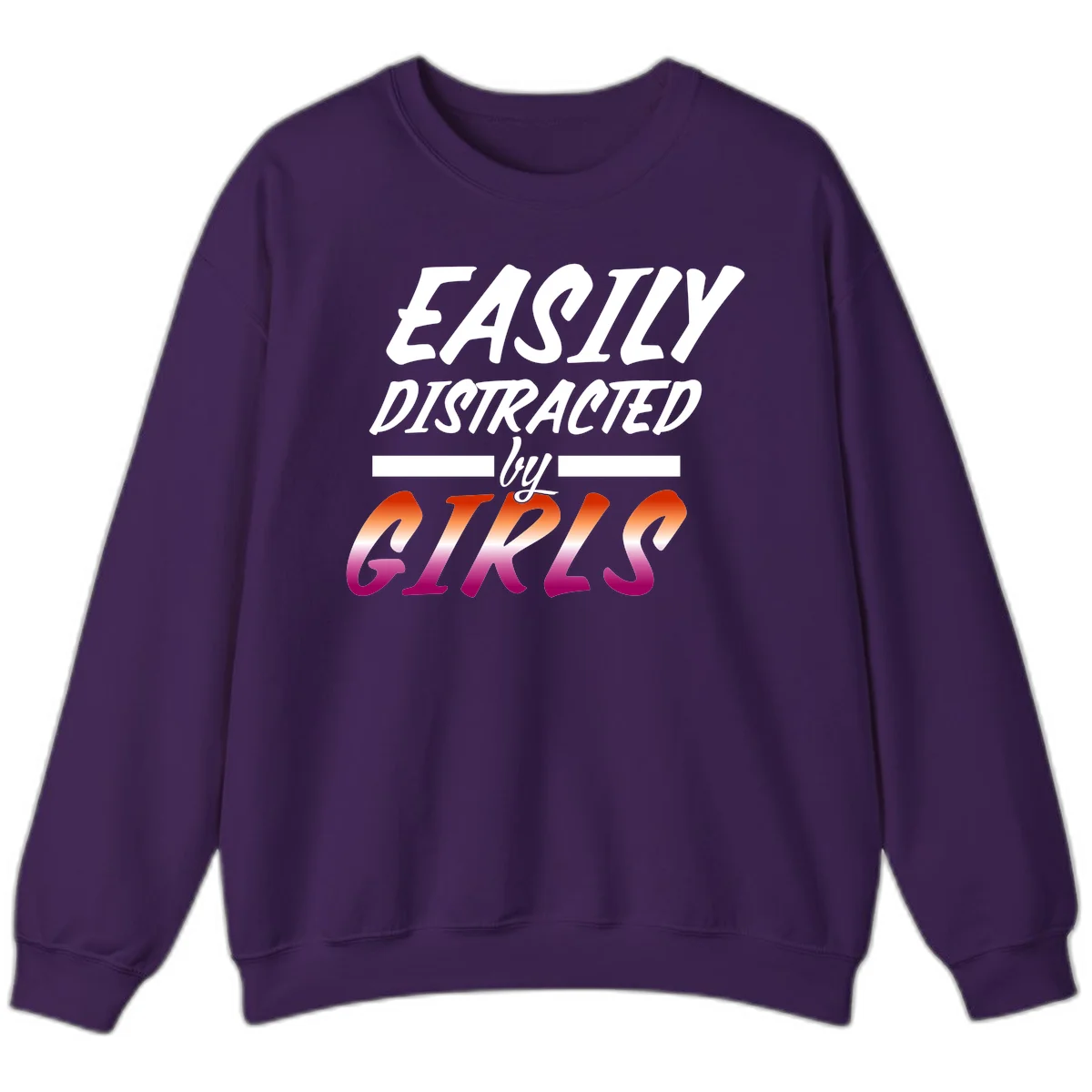White and gradient red-to-pink text design reading 'Easily Distracted by GIKS' on gray background in Purple