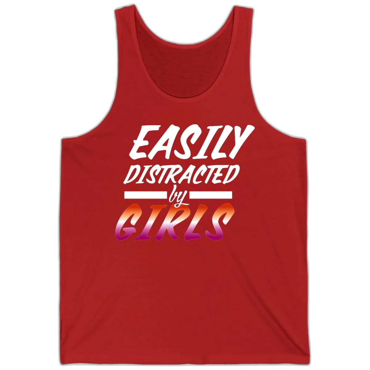 White and gradient red-to-pink text design reading 'Easily Distracted by GIKS' on gray background in Red