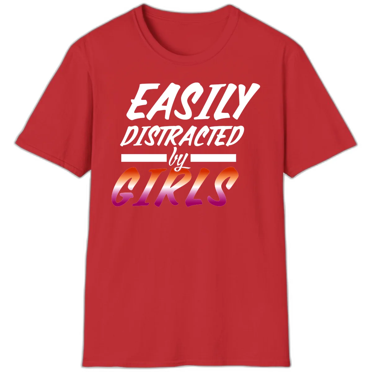 White and gradient red-to-pink text design reading 'Easily Distracted by GIKS' on gray background in Red