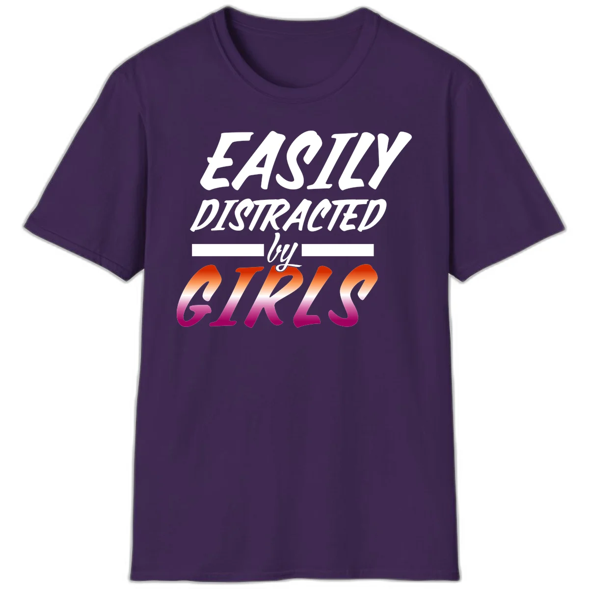 White and gradient red-to-pink text design reading 'Easily Distracted by GIKS' on gray background in Purple