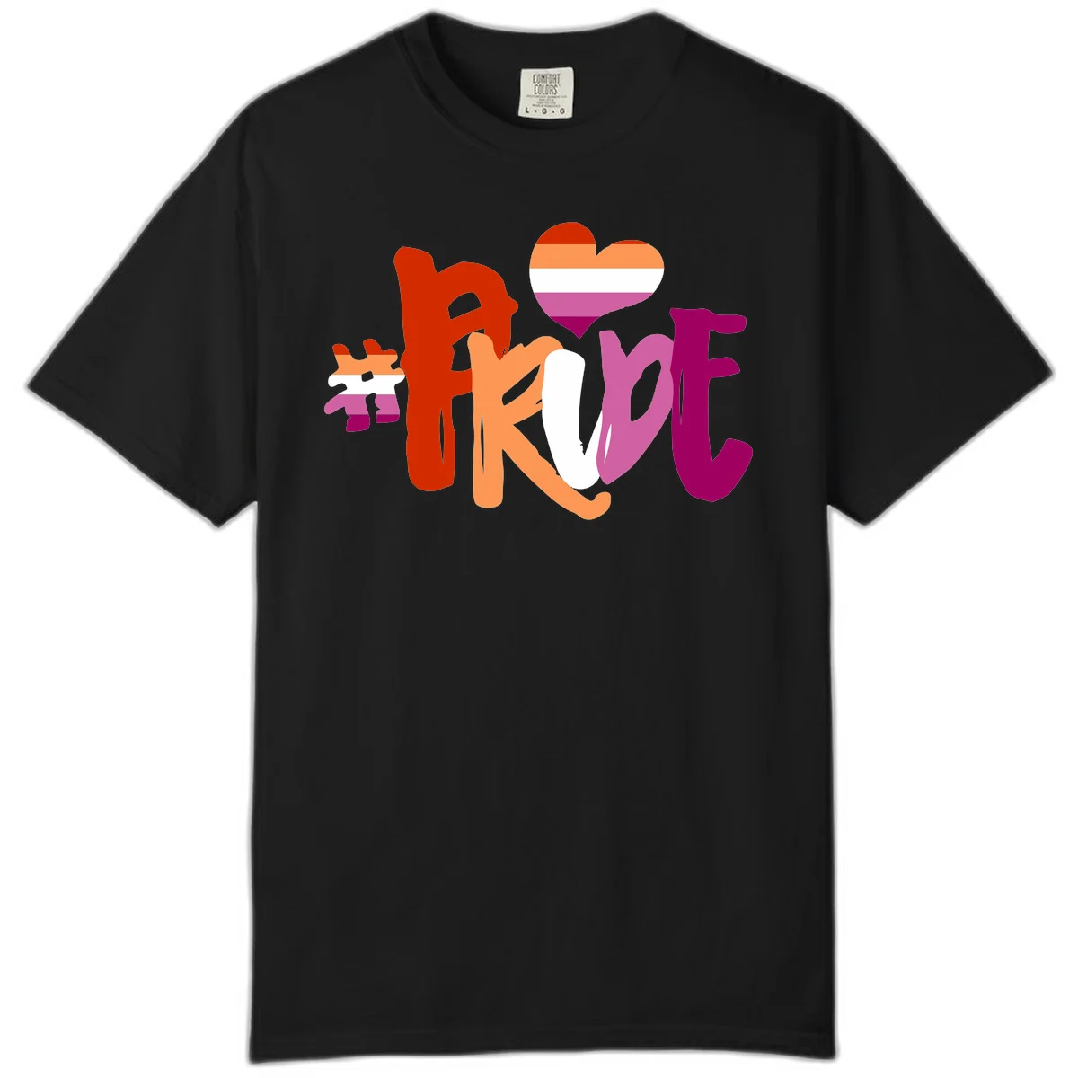 Love pride heart flag design with colorful letters, rainbow heart, and puzzle pieces in pride colors in Black