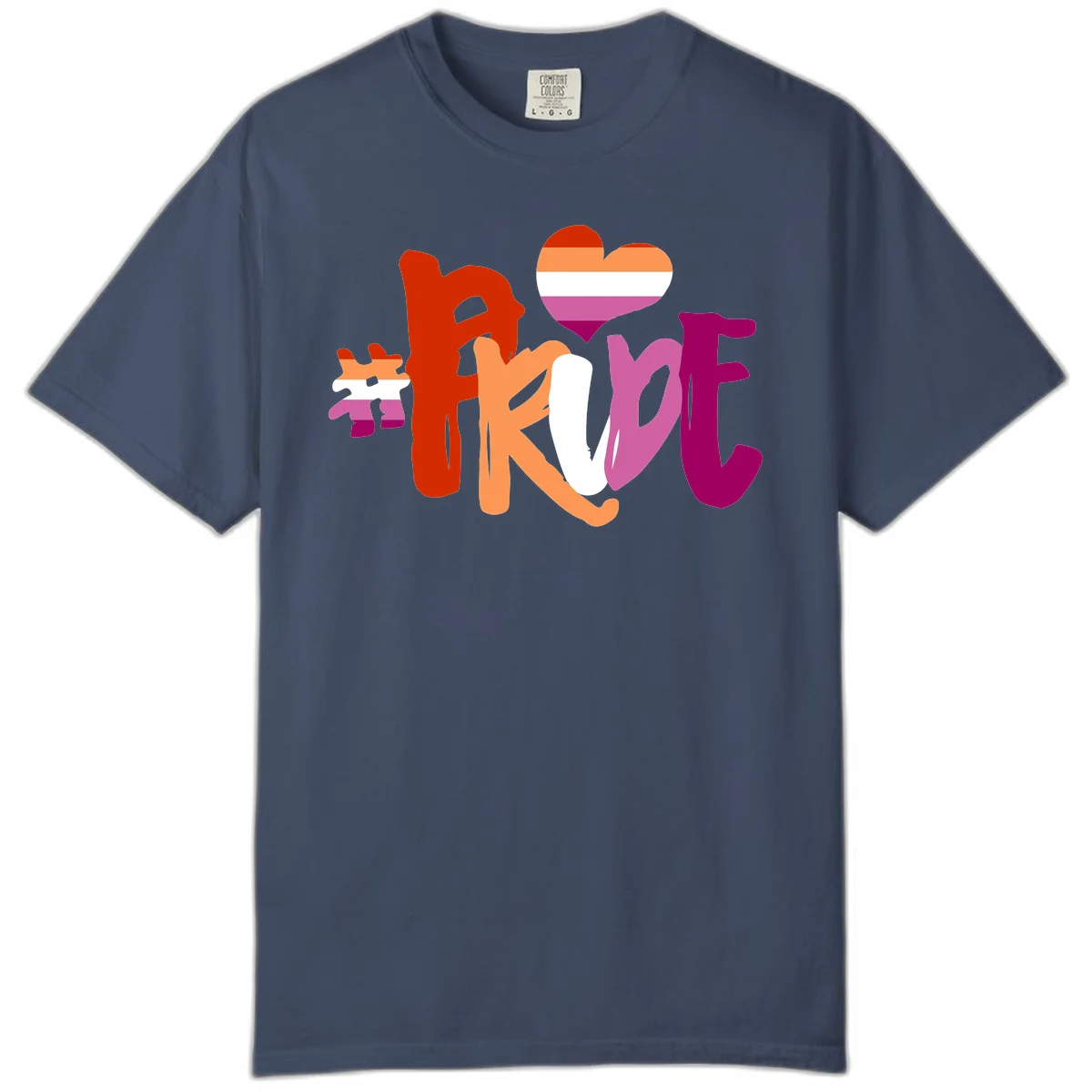 Love pride heart flag design with colorful letters, rainbow heart, and puzzle pieces in pride colors in Midnight