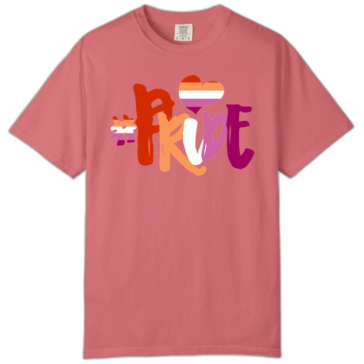 Love pride heart flag design with colorful letters, rainbow heart, and puzzle pieces in pride colors in Watermelon