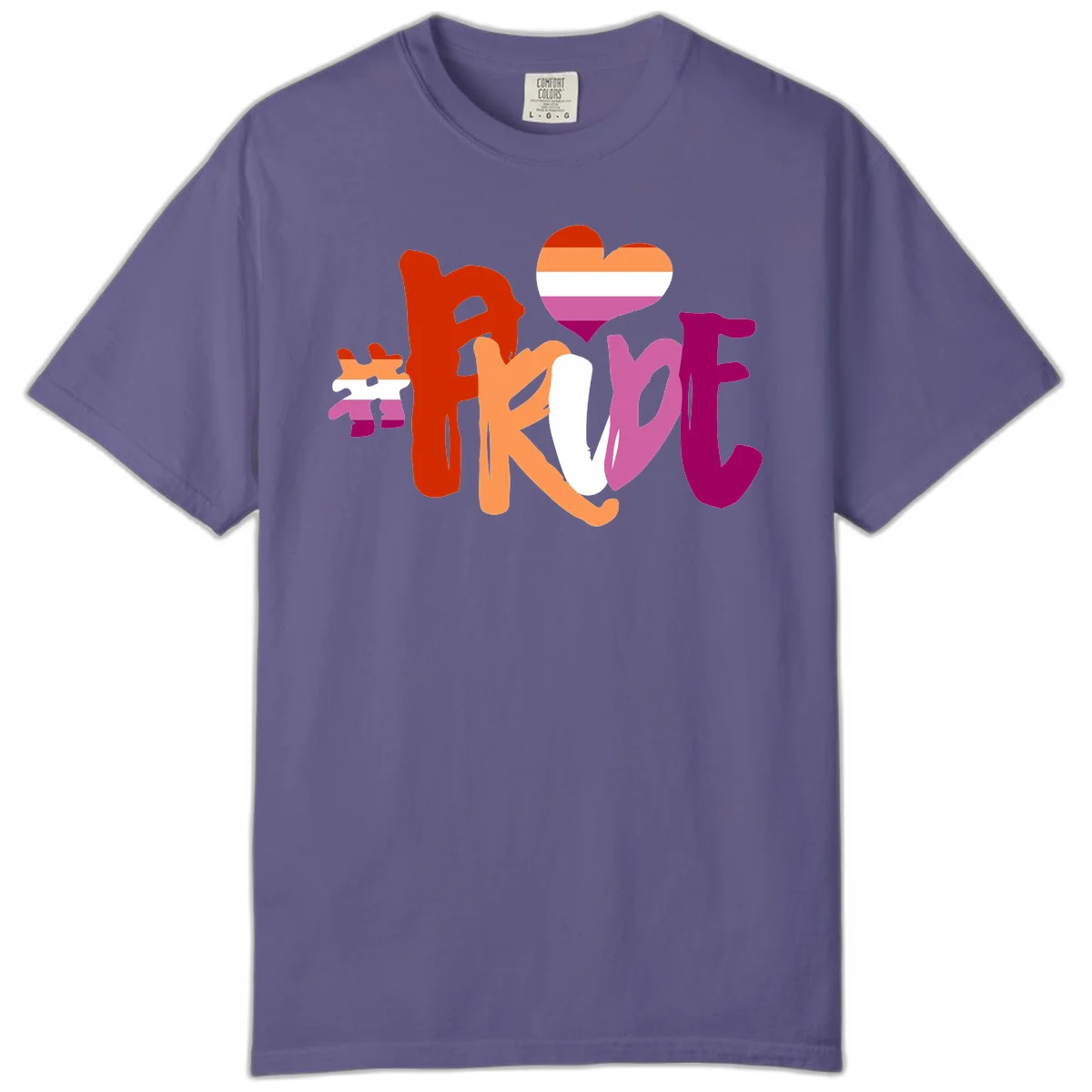 Love pride heart flag design with colorful letters, rainbow heart, and puzzle pieces in pride colors in Grape