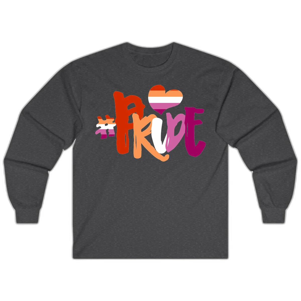 Love pride heart flag design with colorful letters, rainbow heart, and puzzle pieces in pride colors in Dark Heather