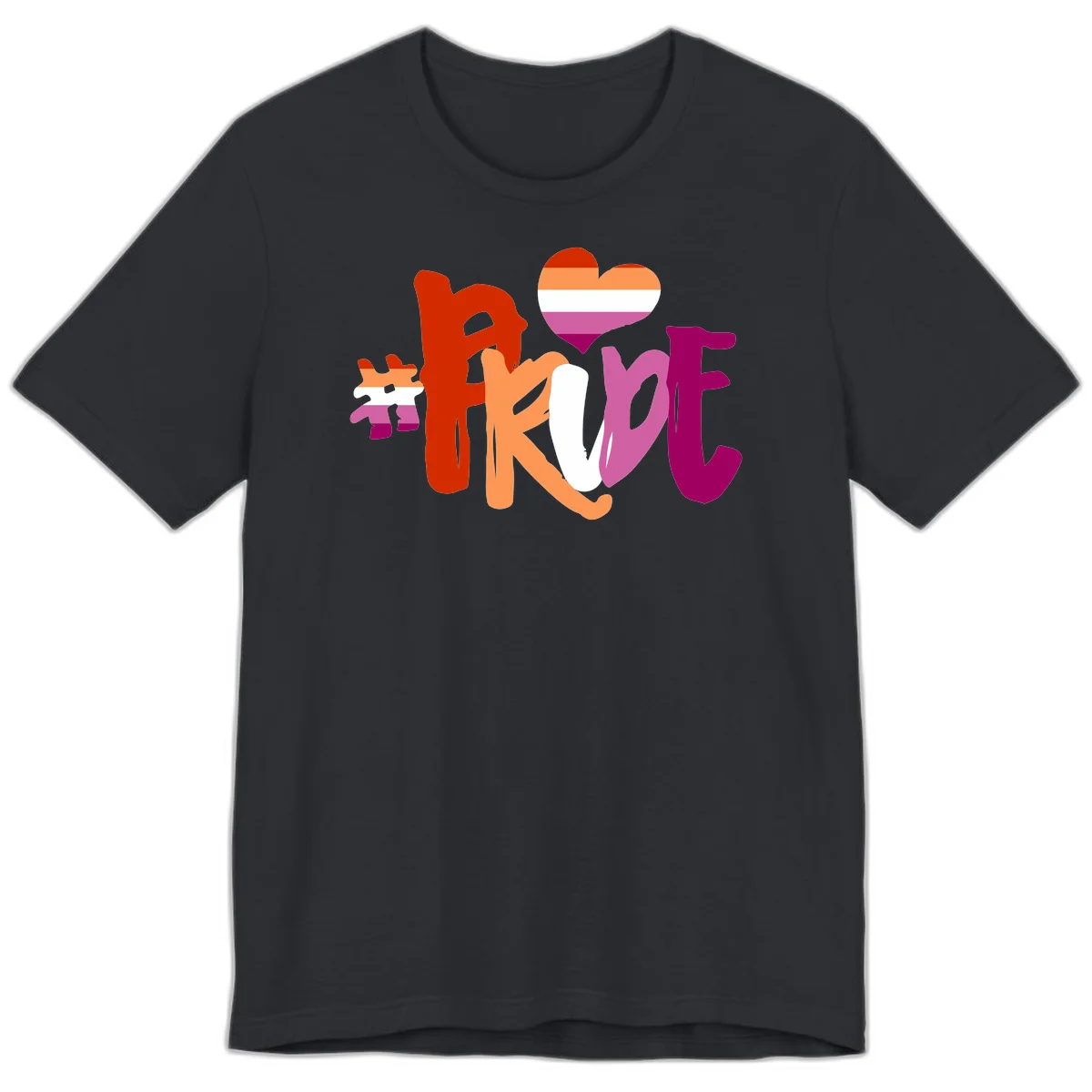 Love pride heart flag design with colorful letters, rainbow heart, and puzzle pieces in pride colors in Vintage Black