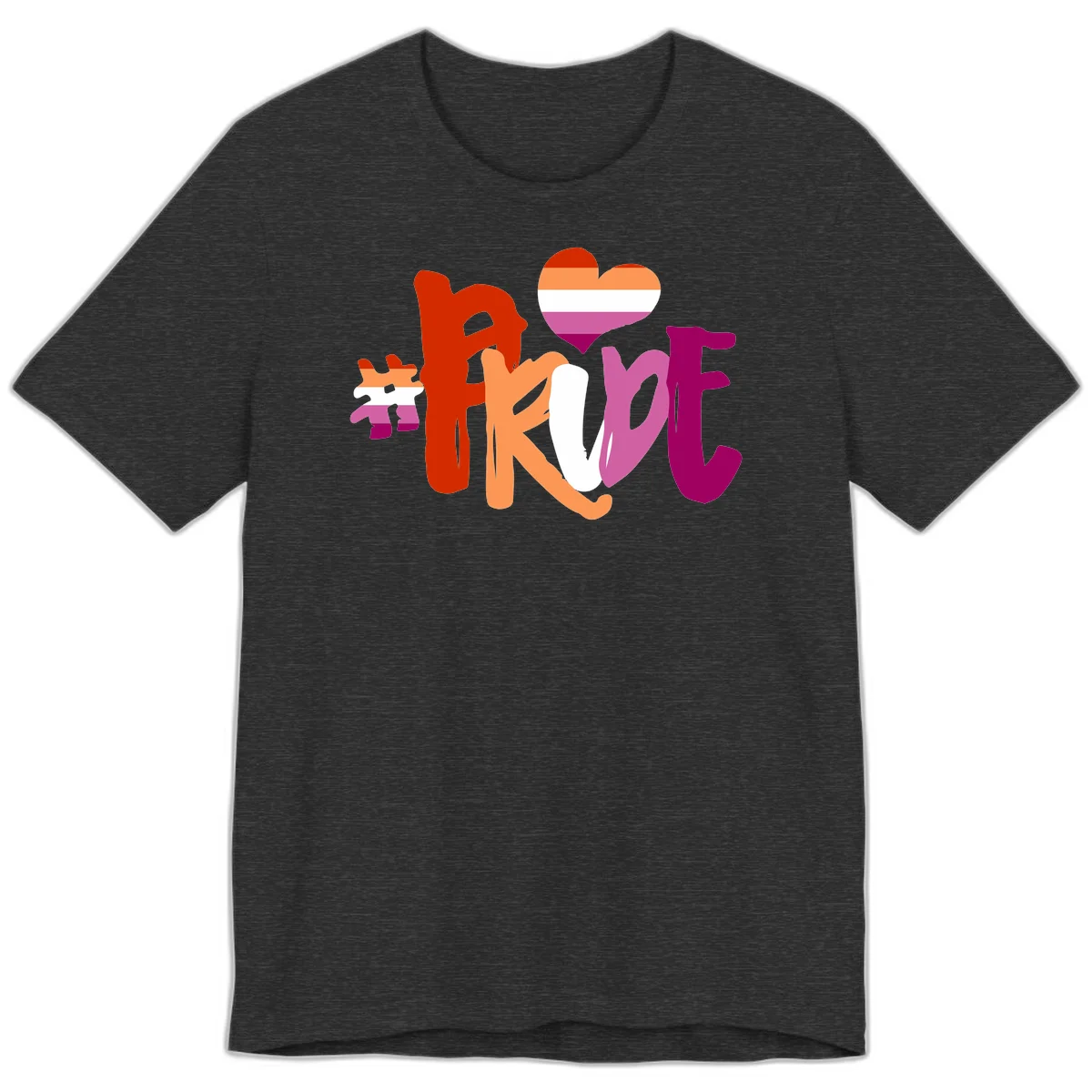 Love pride heart flag design with colorful letters, rainbow heart, and puzzle pieces in pride colors in Dark Grey Heather