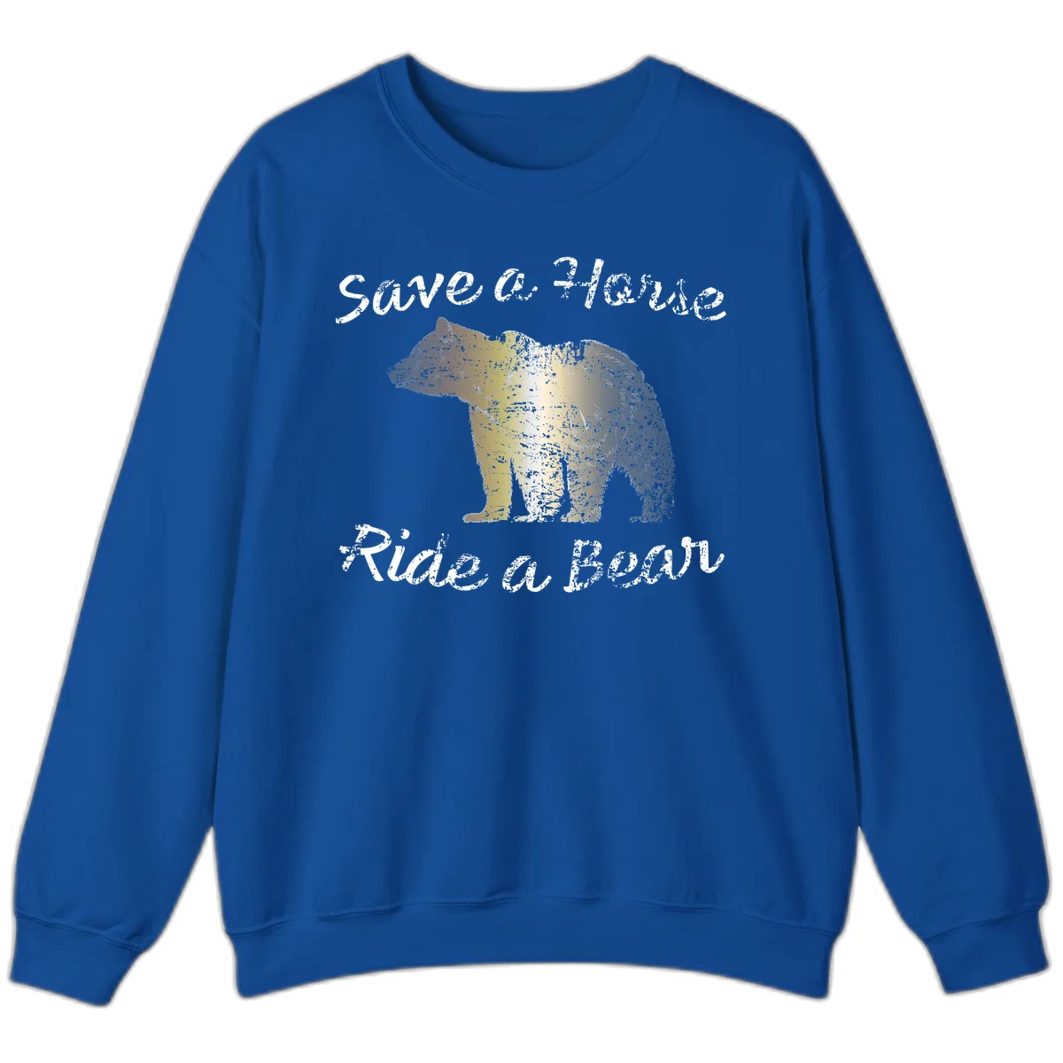 Distressed grunge bear illustration in orange and yellow with 'Save a Bear' text for wildlife conservation awareness in Royal