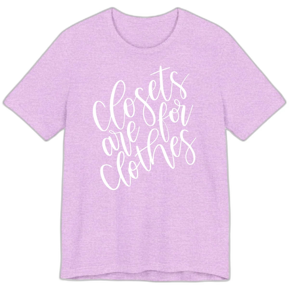 White calligraphy text reading 'We are all connected' with intertwining letters on gray background in Heather Prism Lilac