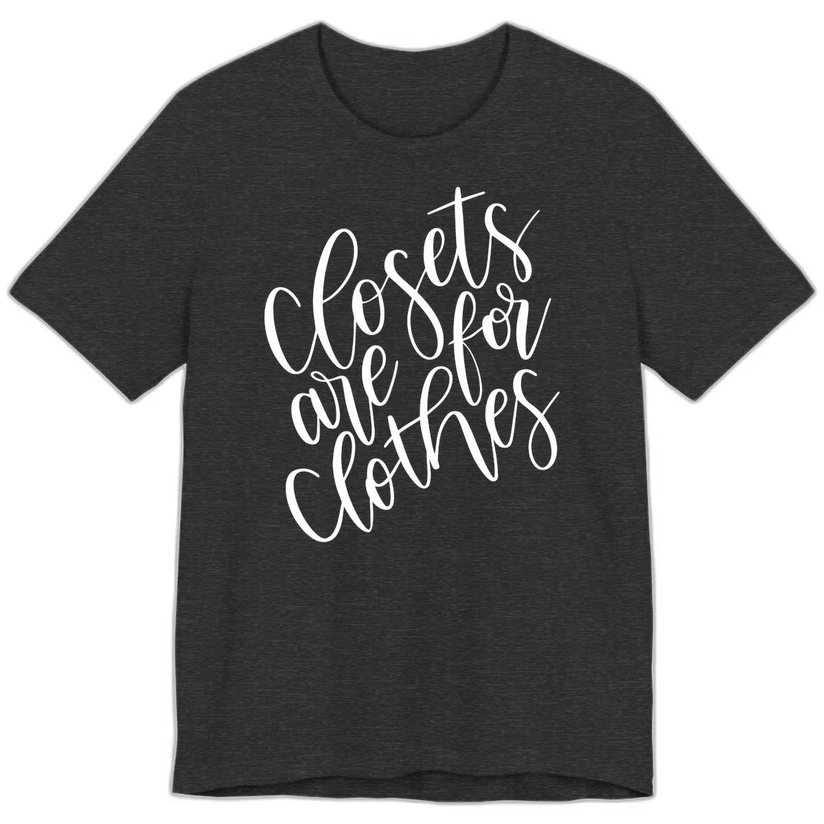 White calligraphy text reading 'We are all connected' with intertwining letters on gray background in Dark Grey Heather