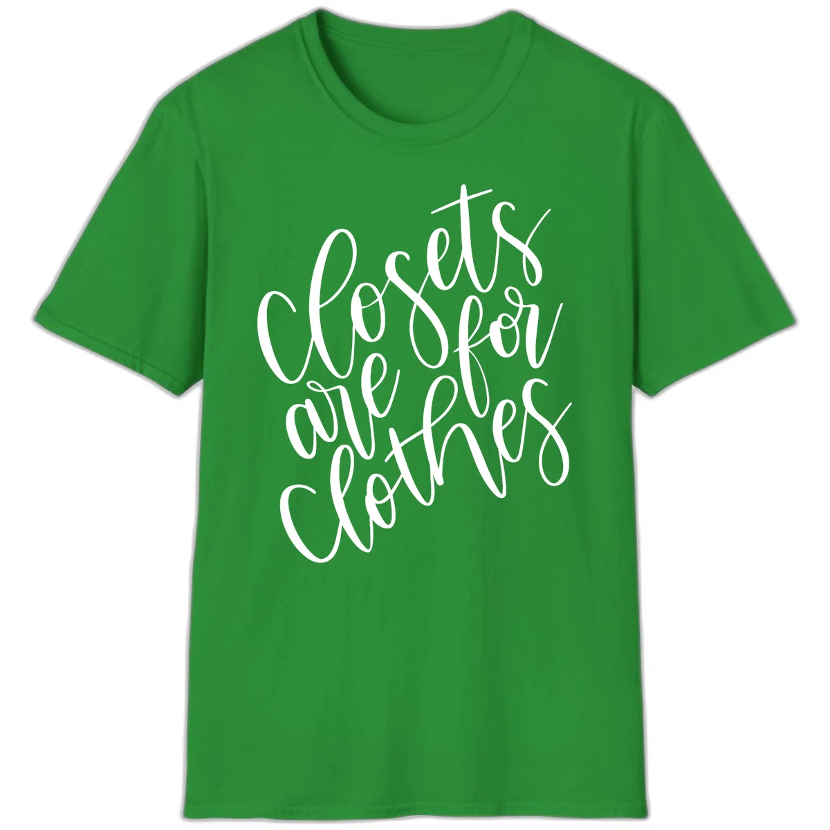 White calligraphy text reading 'We are all connected' with intertwining letters on gray background in Irish Green