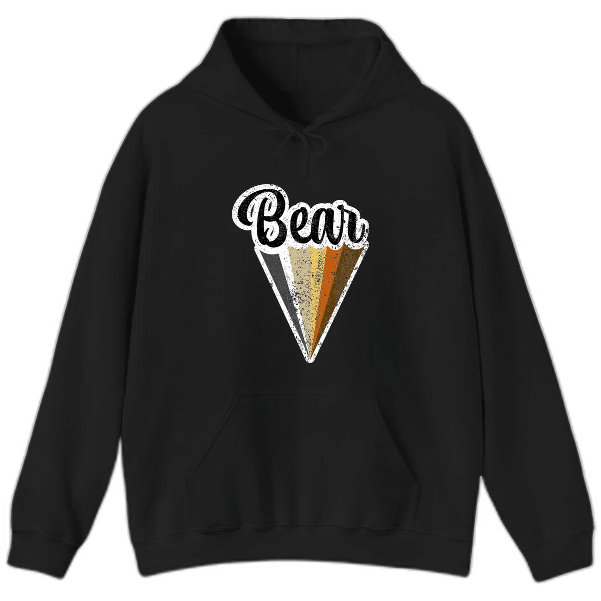 Retro vintage ice cream cone with Neapolitan flavors and 'Brood' text in distressed style in Black