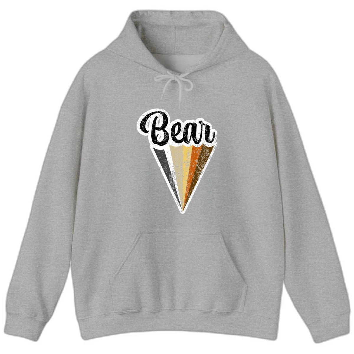 Retro vintage ice cream cone with Neapolitan flavors and 'Brood' text in distressed style in Sport Grey