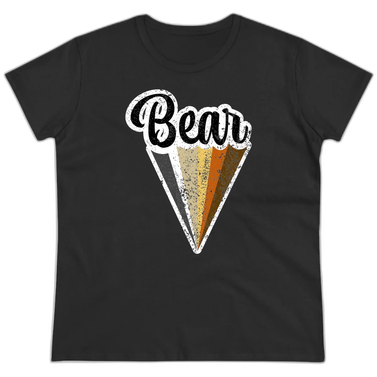 Retro vintage ice cream cone with Neapolitan flavors and 'Brood' text in distressed style in Black