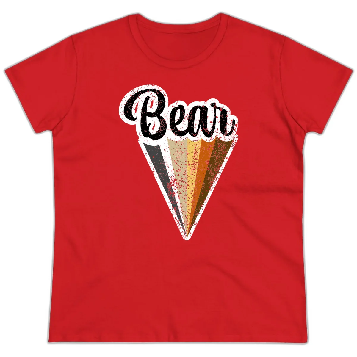 Retro vintage ice cream cone with Neapolitan flavors and 'Brood' text in distressed style in Red