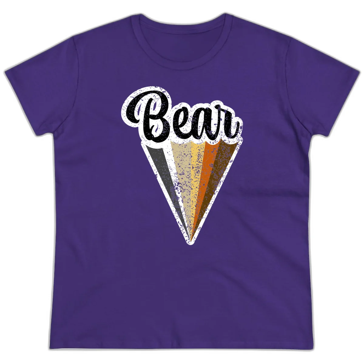 Retro vintage ice cream cone with Neapolitan flavors and 'Brood' text in distressed style in Purple