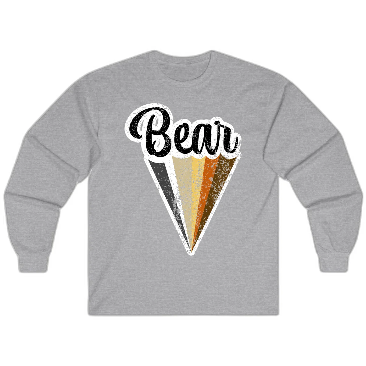 Retro vintage ice cream cone with Neapolitan flavors and 'Brood' text in distressed style in Sport Grey