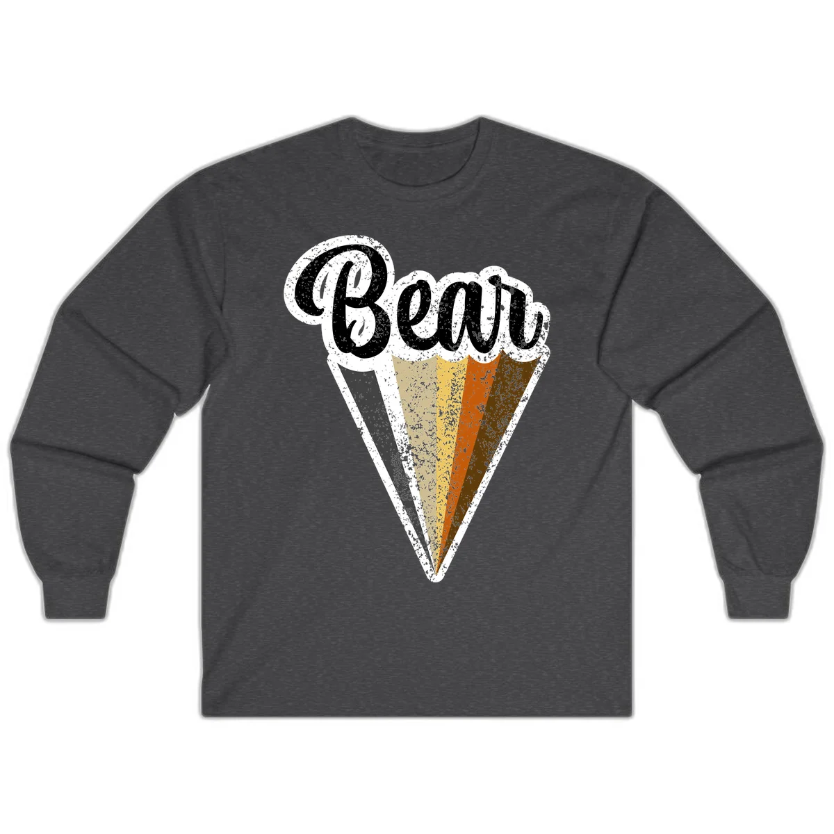 Retro vintage ice cream cone with Neapolitan flavors and 'Brood' text in distressed style in Dark Heather