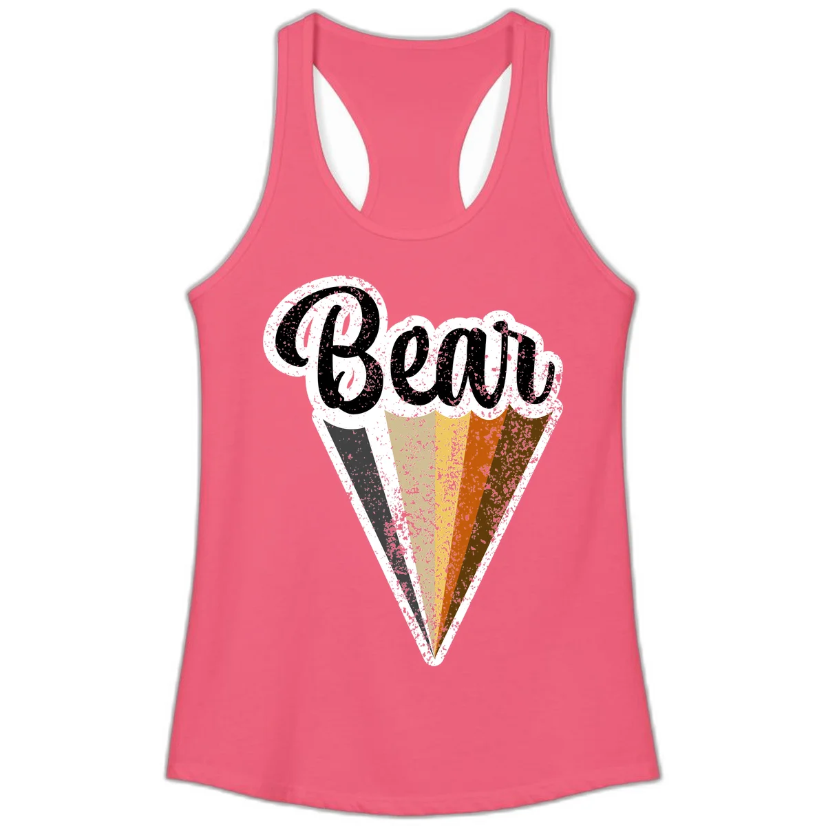 Retro vintage ice cream cone with Neapolitan flavors and 'Brood' text in distressed style in Hot Pink