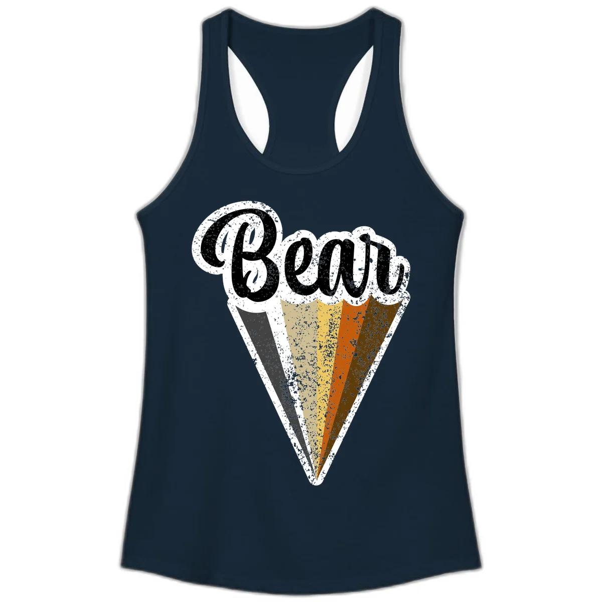 Retro vintage ice cream cone with Neapolitan flavors and 'Brood' text in distressed style in Solid Midnight Navy