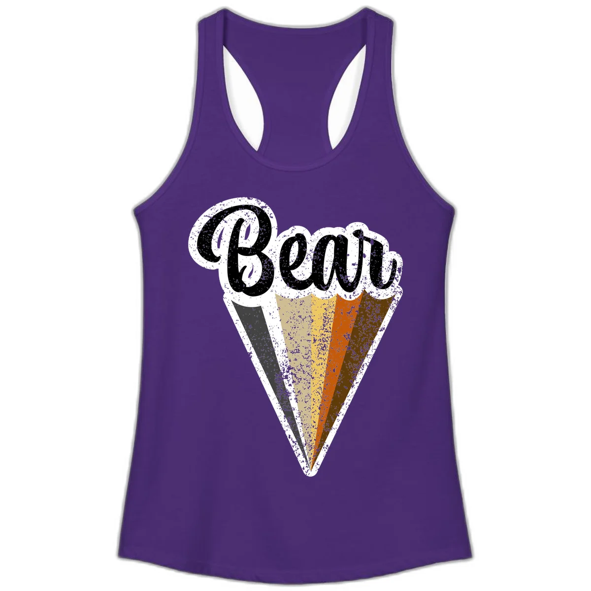 Retro vintage ice cream cone with Neapolitan flavors and 'Brood' text in distressed style in Solid Purple Rush