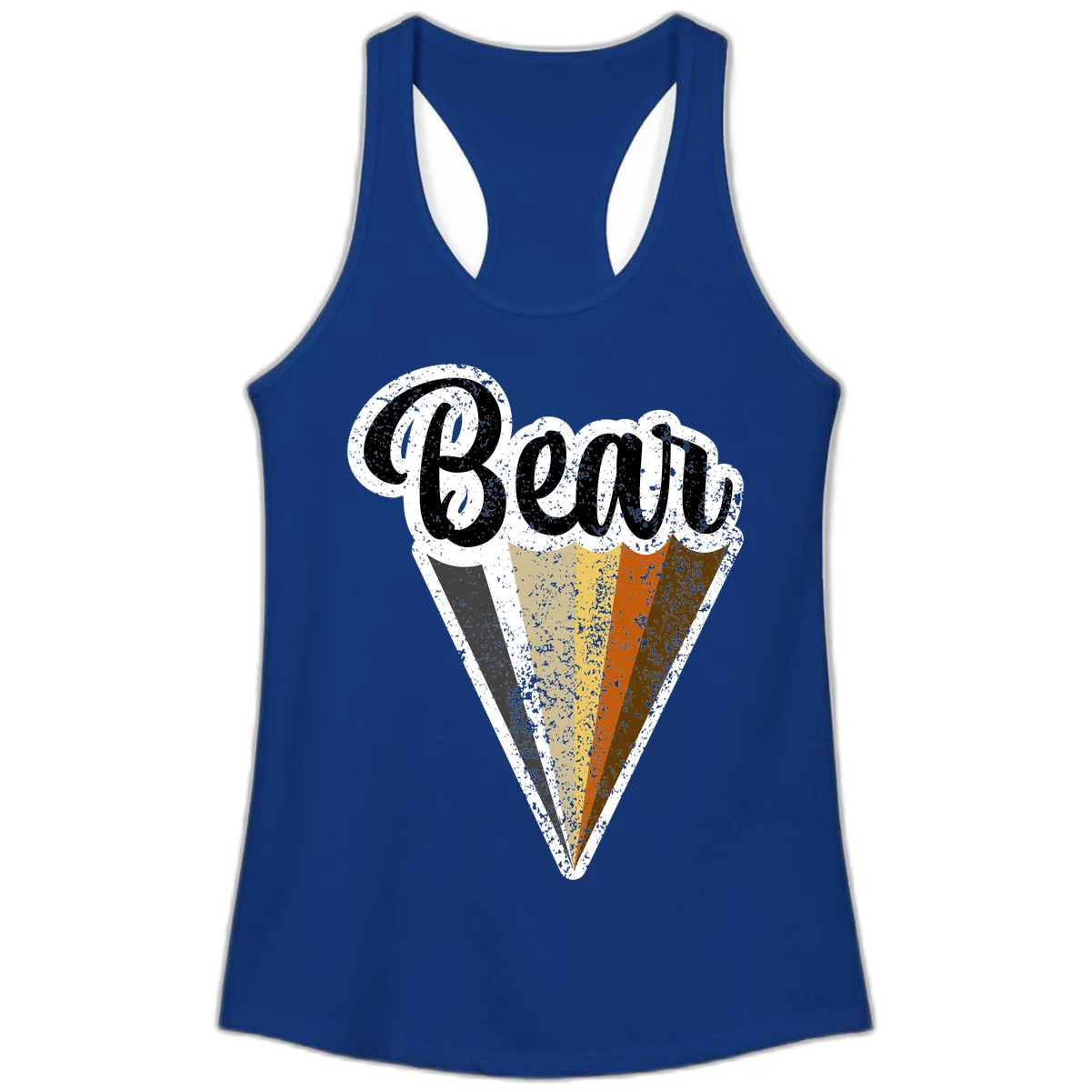 Retro vintage ice cream cone with Neapolitan flavors and 'Brood' text in distressed style in Solid Royal