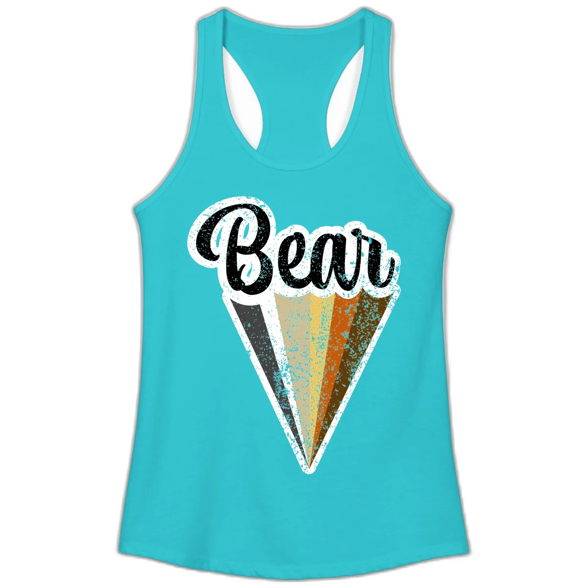 Retro vintage ice cream cone with Neapolitan flavors and 'Brood' text in distressed style in Solid Tahiti Blue