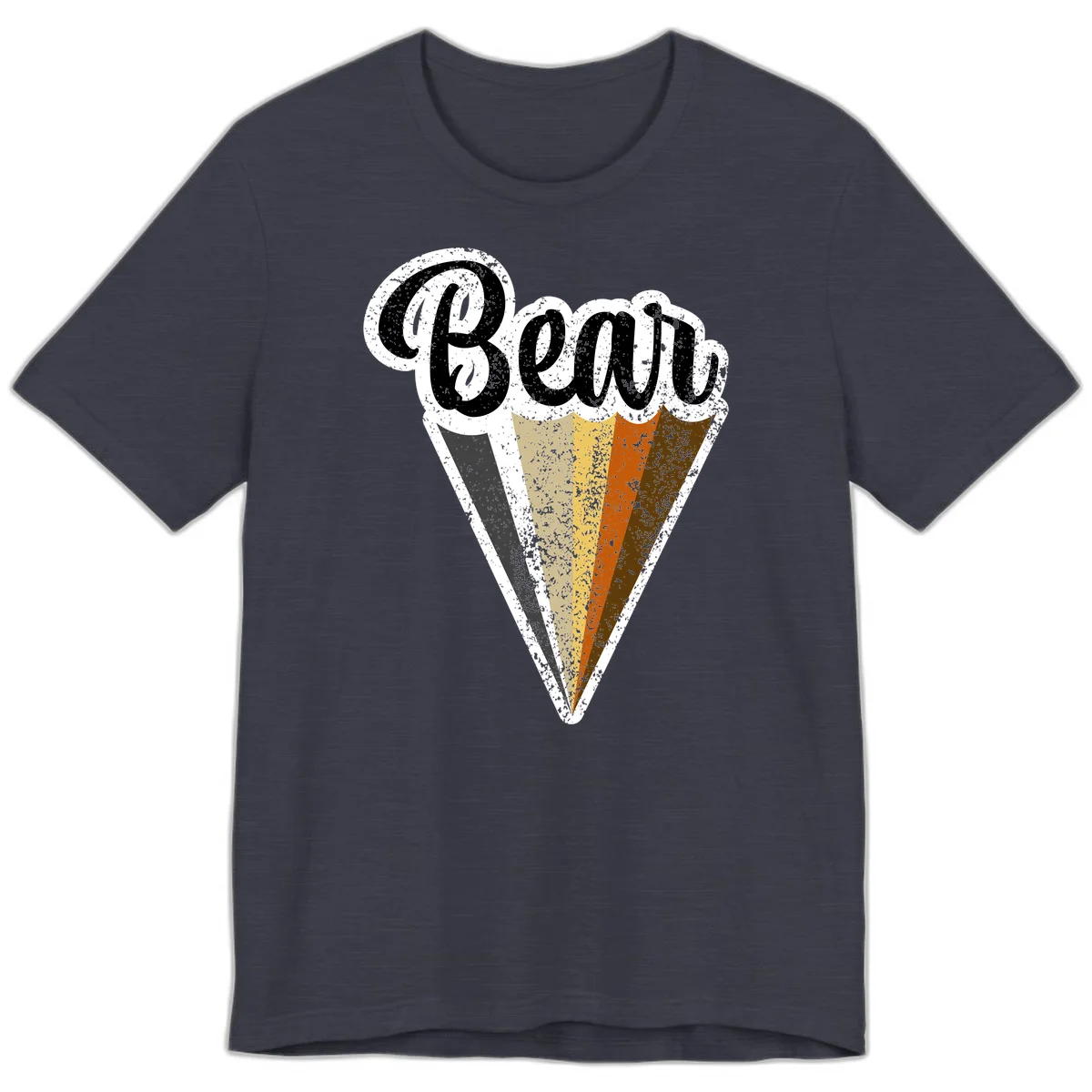 Retro vintage ice cream cone with Neapolitan flavors and 'Brood' text in distressed style in Heather Midnight Navy