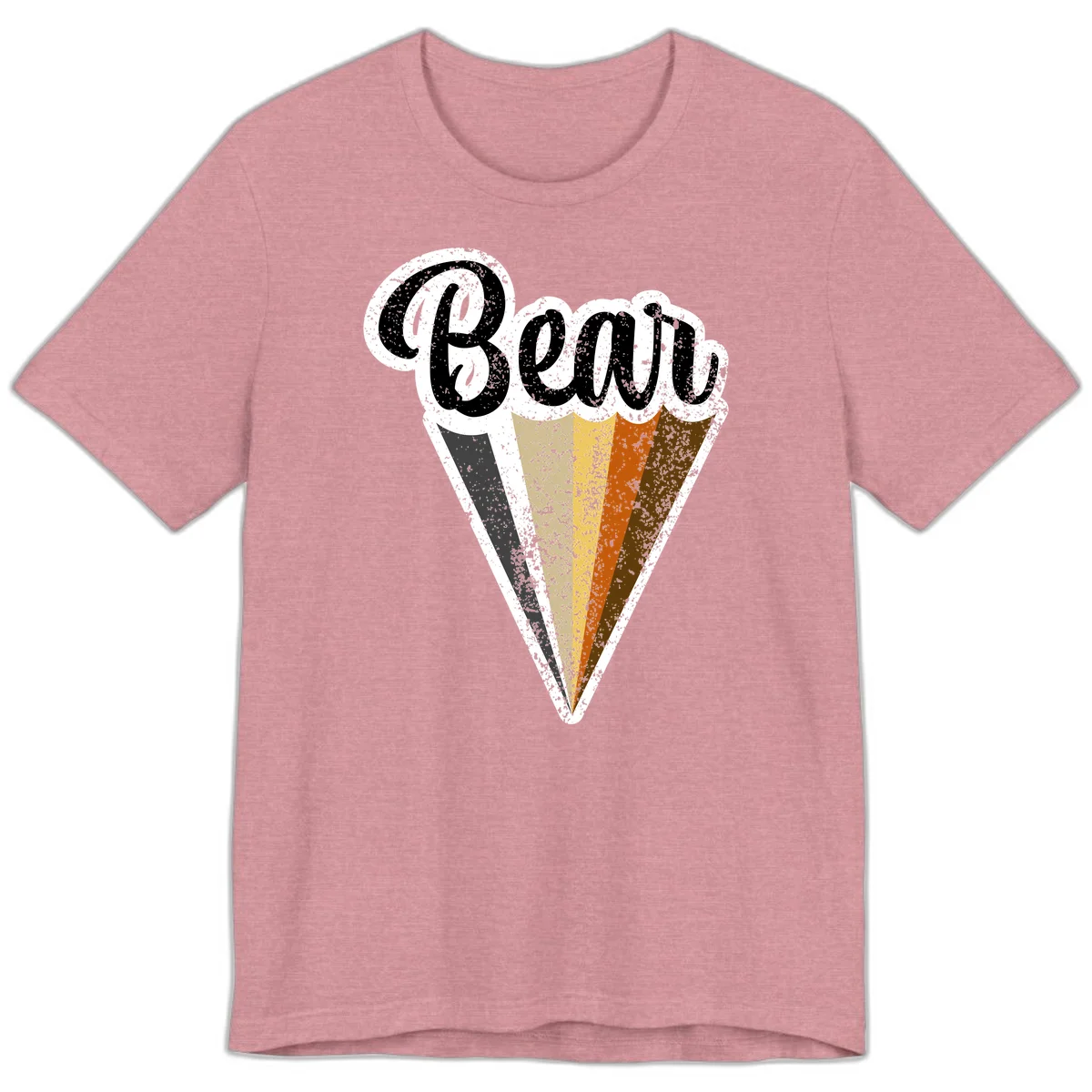 Retro vintage ice cream cone with Neapolitan flavors and 'Brood' text in distressed style in Heather Orchid