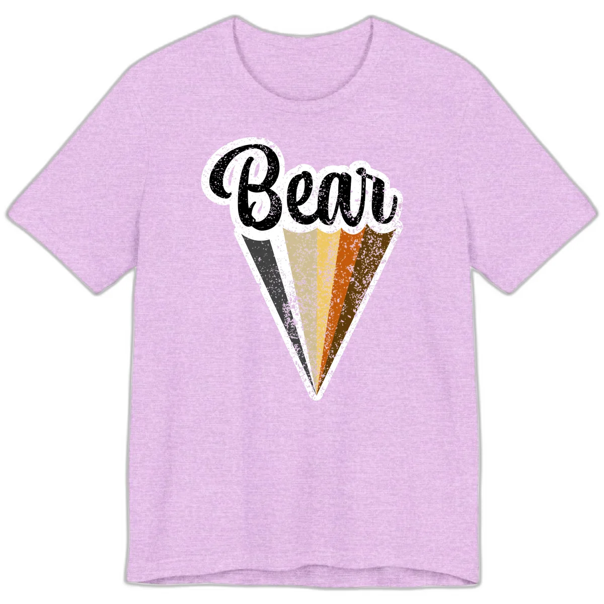 Retro vintage ice cream cone with Neapolitan flavors and 'Brood' text in distressed style in Heather Prism Lilac