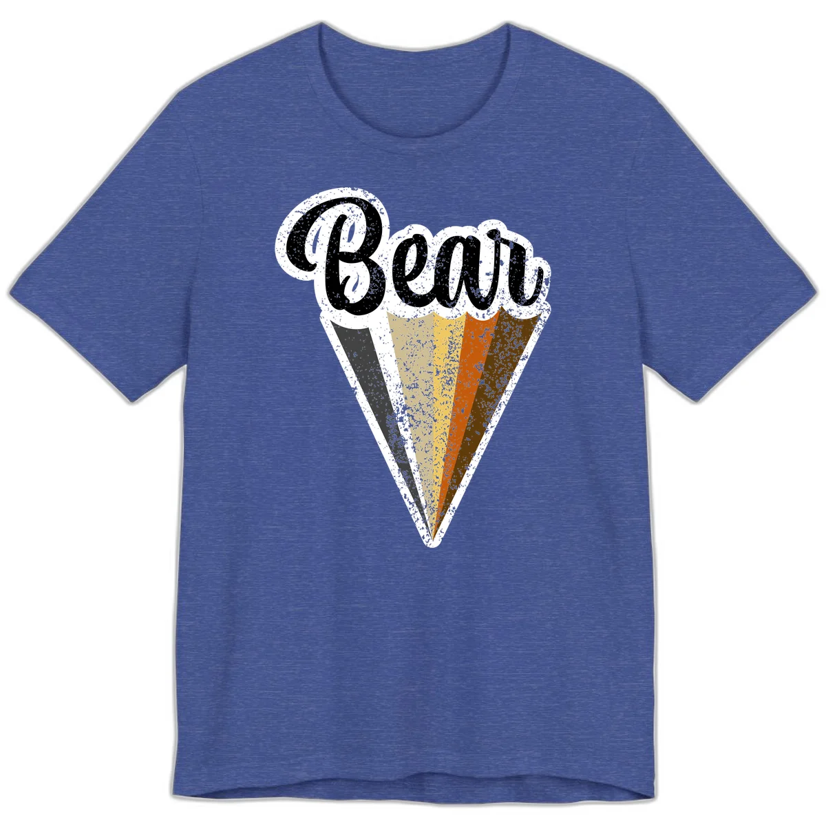 Retro vintage ice cream cone with Neapolitan flavors and 'Brood' text in distressed style in Heather True Royal