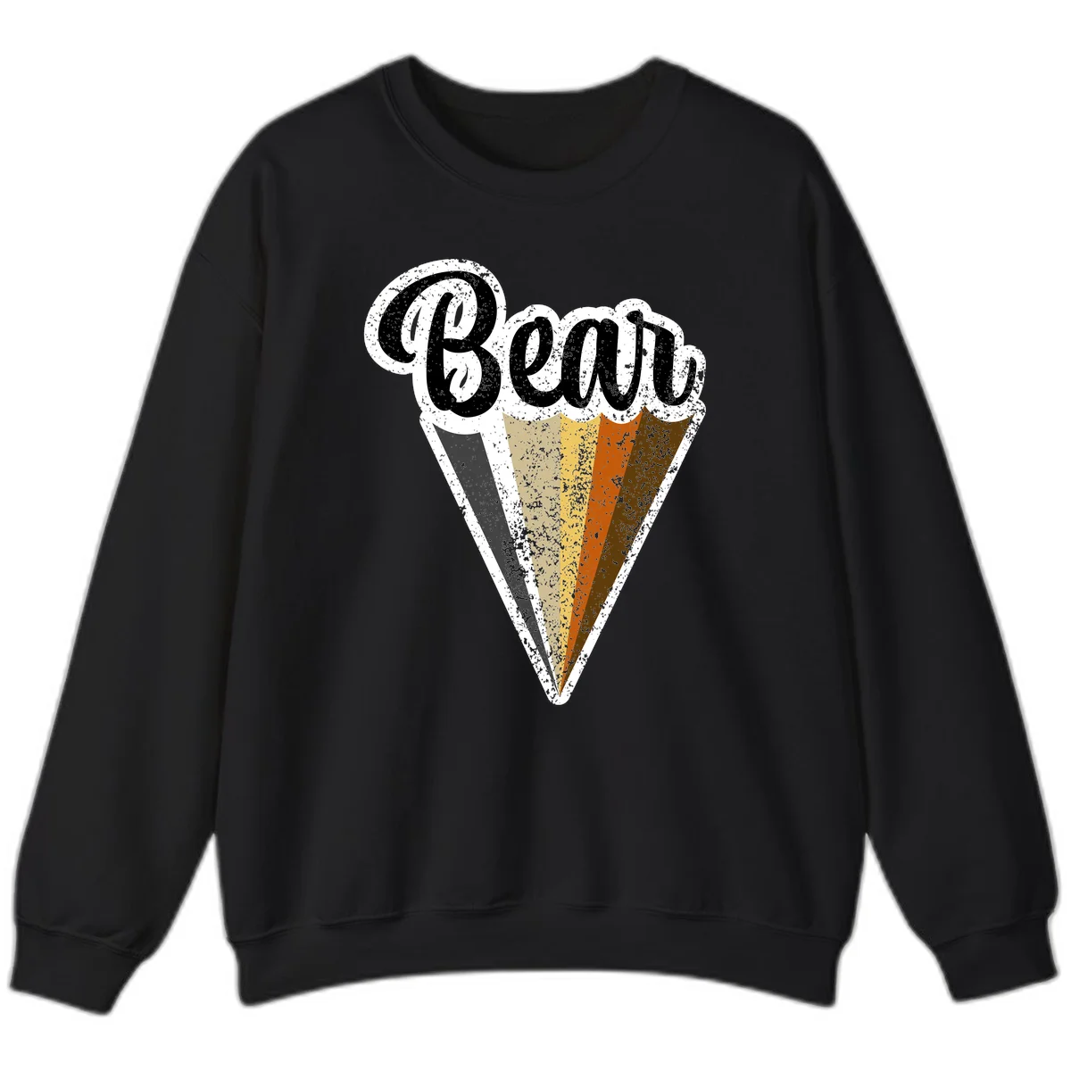 Retro vintage ice cream cone with Neapolitan flavors and 'Brood' text in distressed style in Black