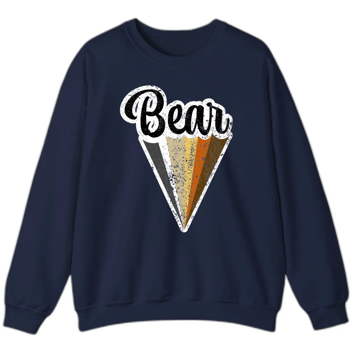 Retro vintage ice cream cone with Neapolitan flavors and 'Brood' text in distressed style in Navy