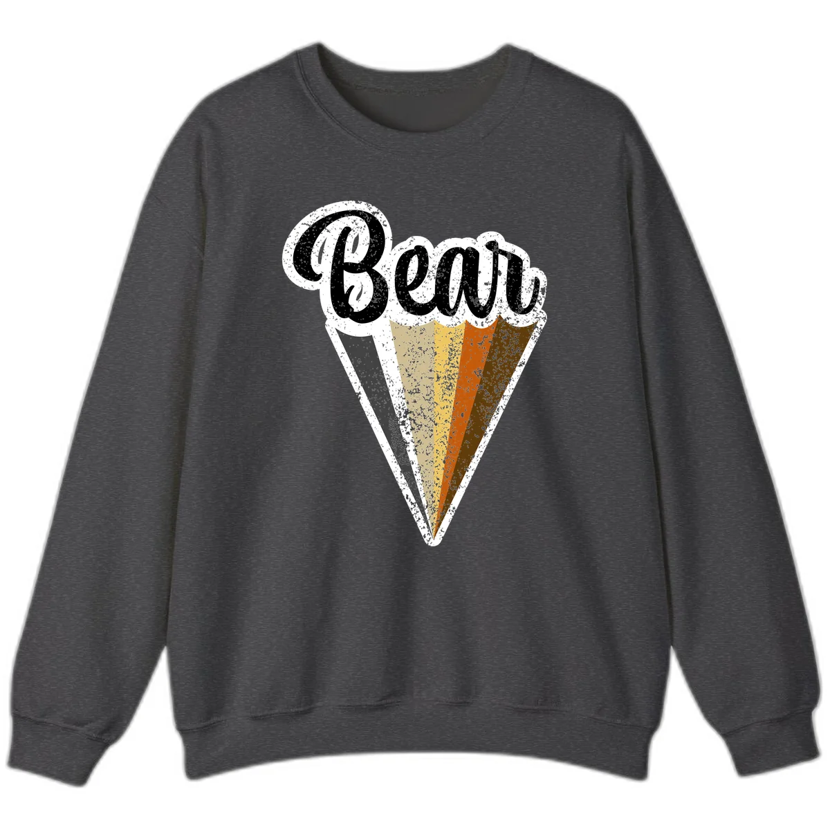 Retro vintage ice cream cone with Neapolitan flavors and 'Brood' text in distressed style in Dark Heather