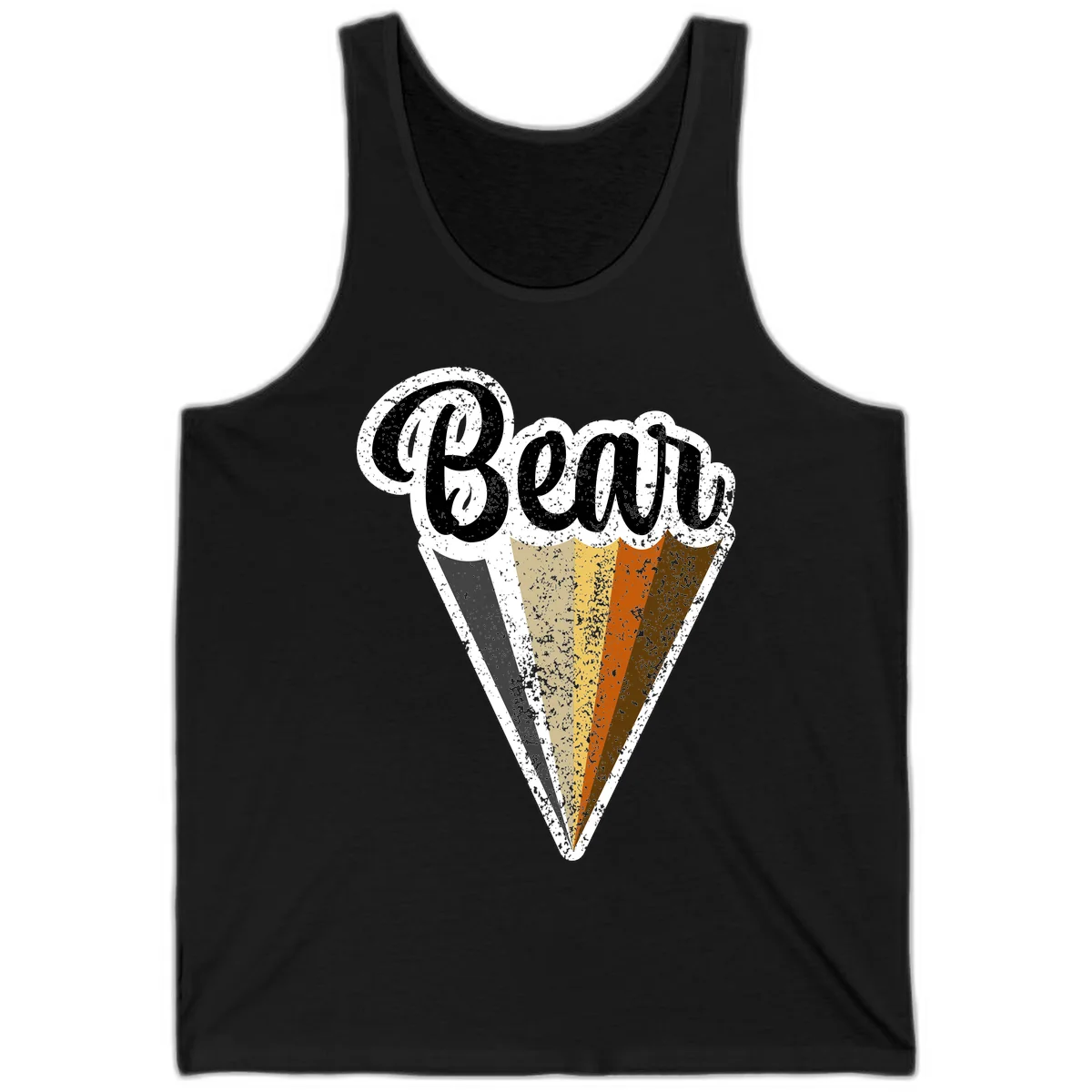 Retro vintage ice cream cone with Neapolitan flavors and 'Brood' text in distressed style in Black