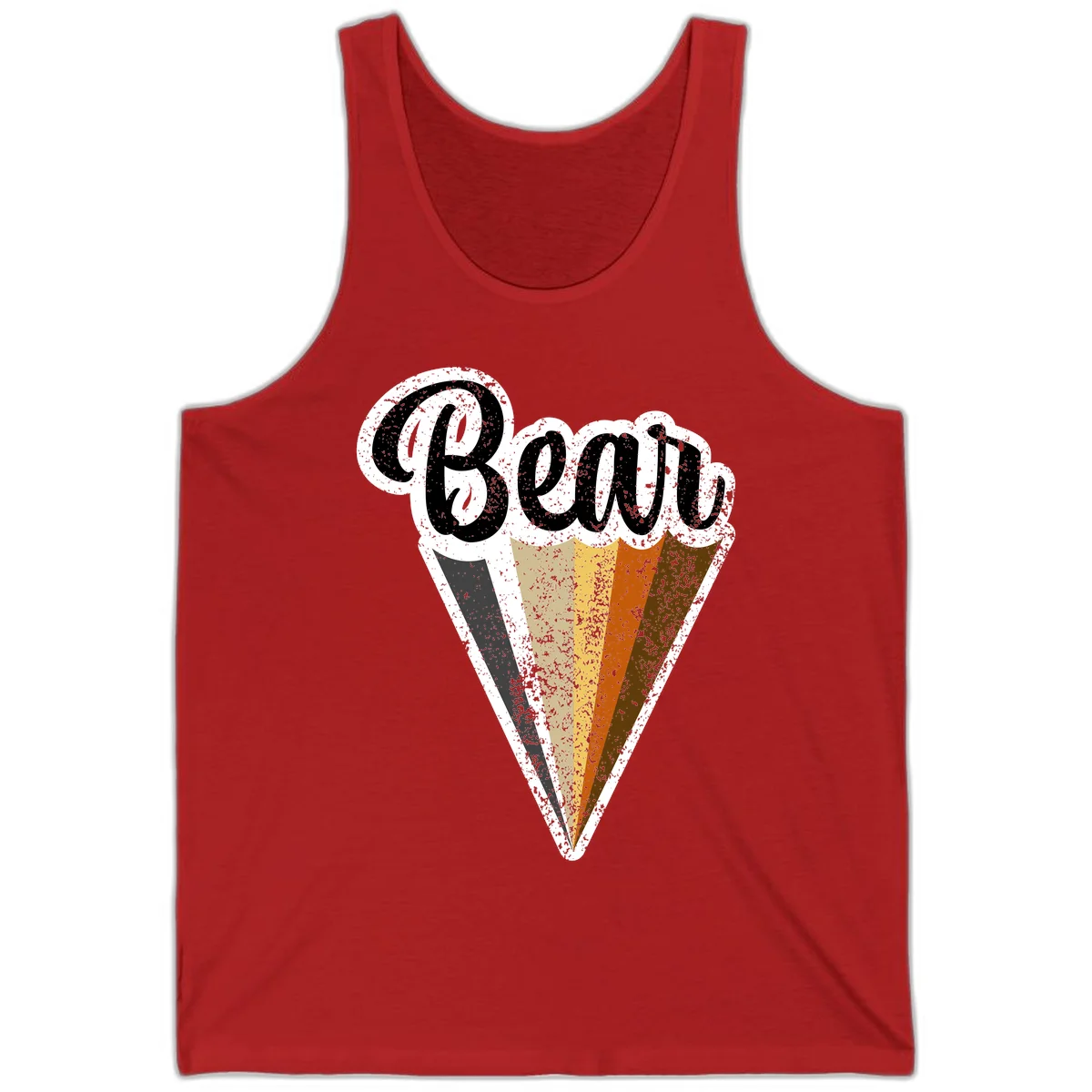 Retro vintage ice cream cone with Neapolitan flavors and 'Brood' text in distressed style in Red