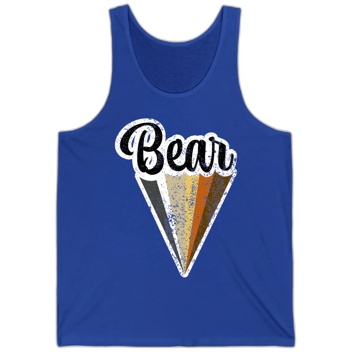 Retro vintage ice cream cone with Neapolitan flavors and 'Brood' text in distressed style in True Royal