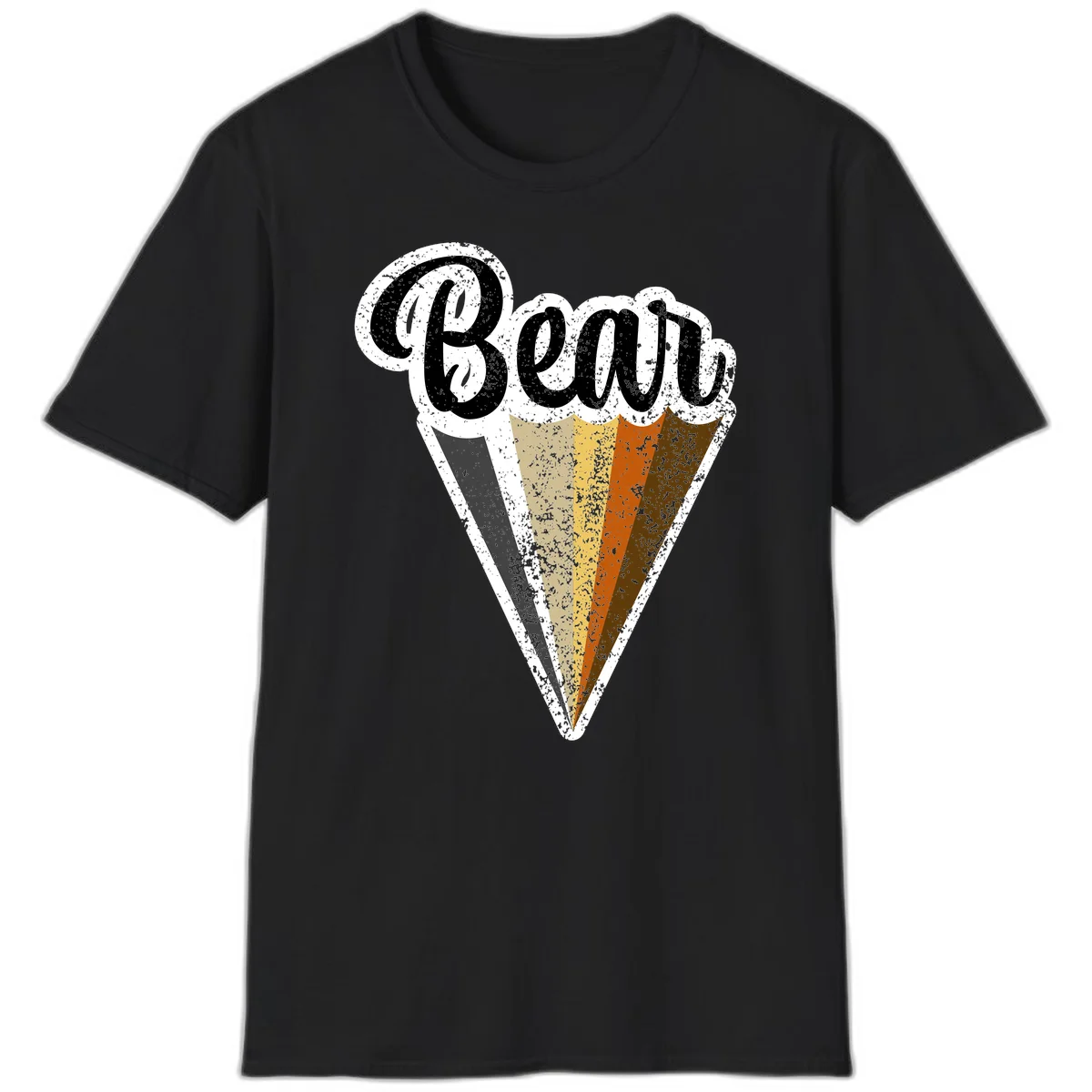 Retro vintage ice cream cone with Neapolitan flavors and 'Brood' text in distressed style in Black