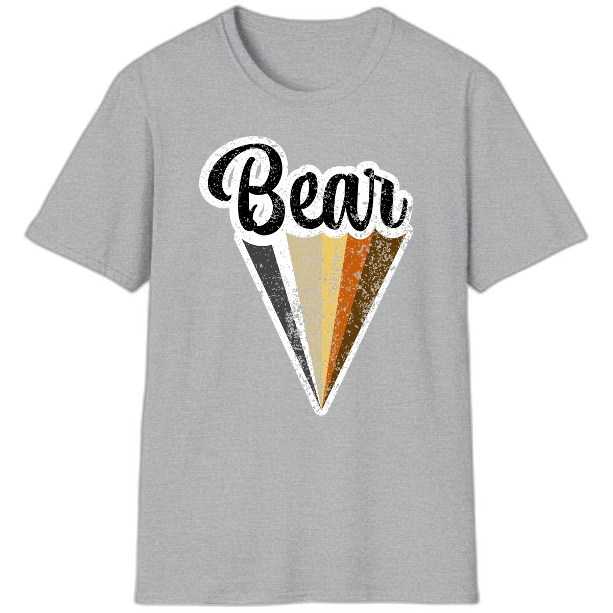Retro vintage ice cream cone with Neapolitan flavors and 'Brood' text in distressed style in Sport Grey