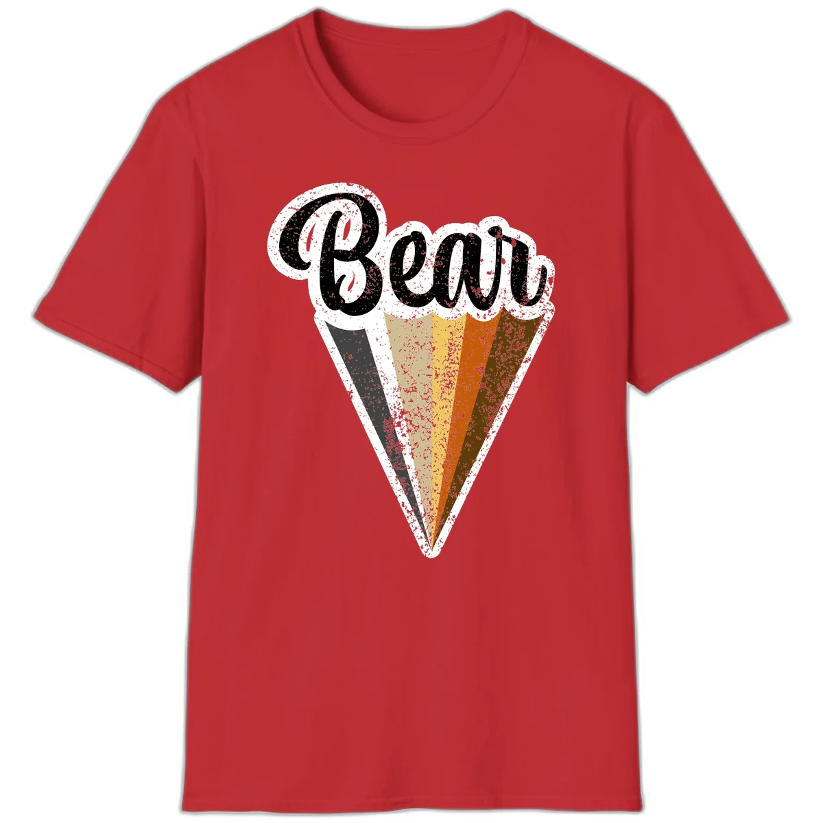 Retro vintage ice cream cone with Neapolitan flavors and 'Brood' text in distressed style in Red