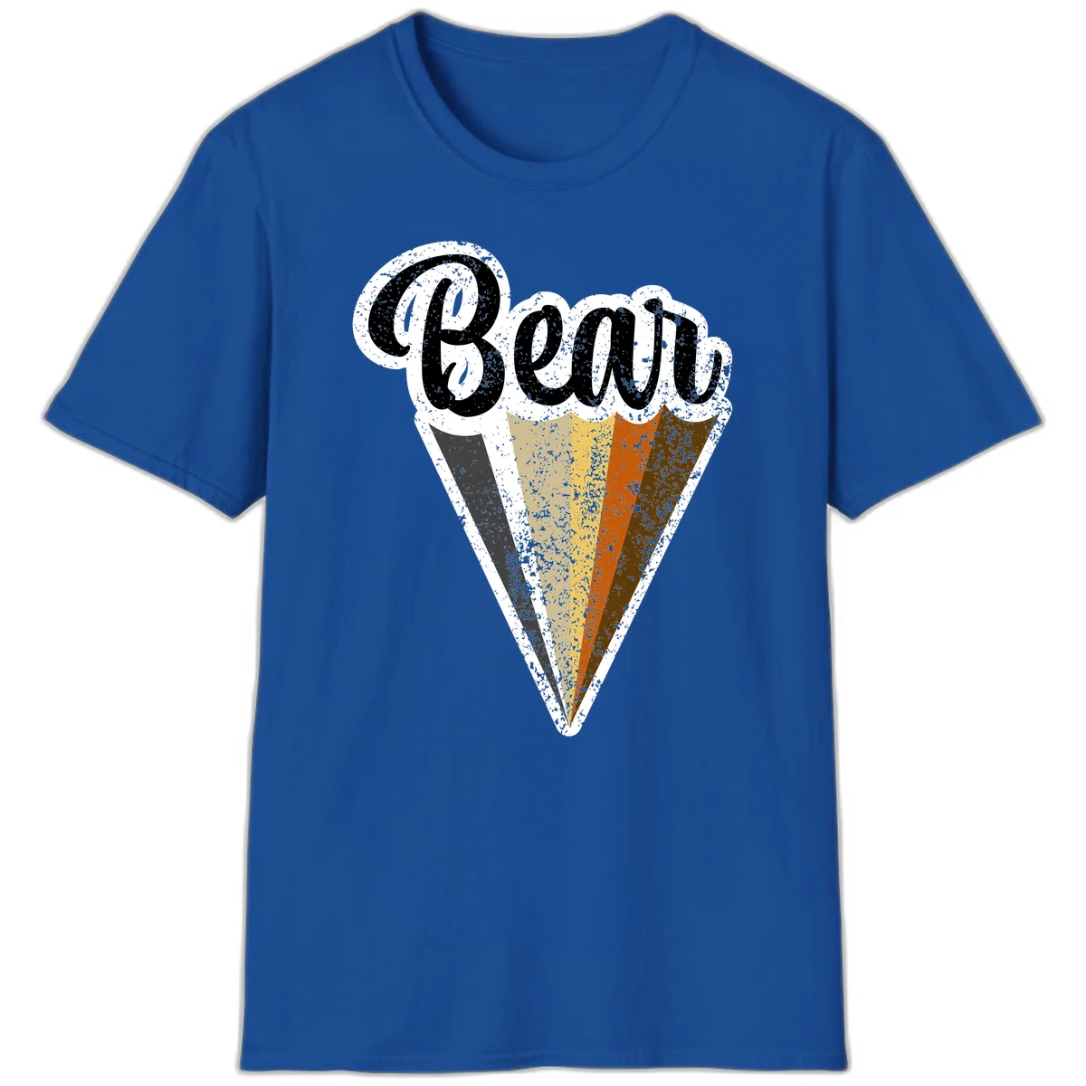 Retro vintage ice cream cone with Neapolitan flavors and 'Brood' text in distressed style in Royal