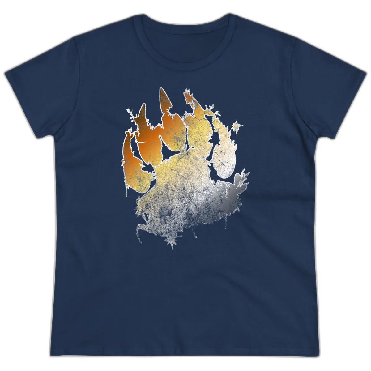 Russia heat map gradient design featuring warm brown and orange tones in the west transitioning to pale yellow and cream in the east in Navy