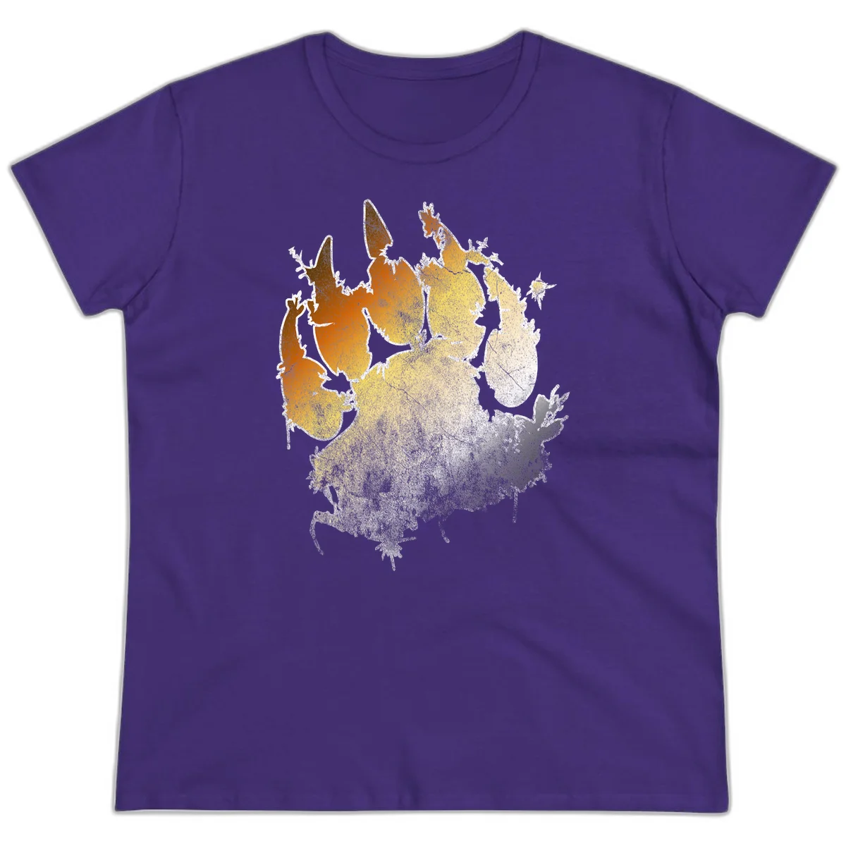 Russia heat map gradient design featuring warm brown and orange tones in the west transitioning to pale yellow and cream in the east in Purple